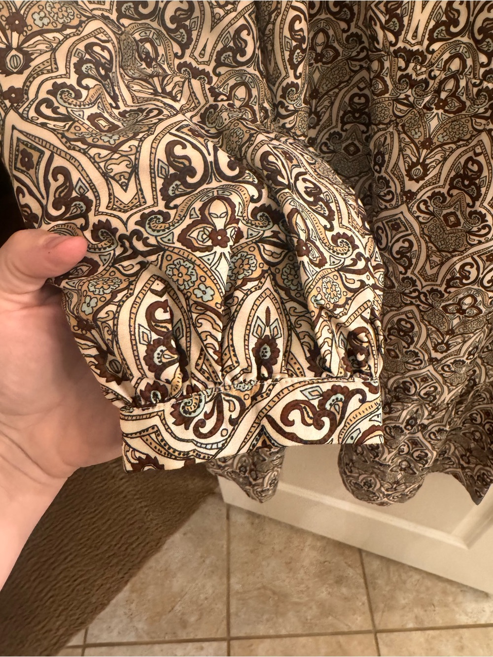 Tuckernuck Cream and Brown Patterned Peplum Tunic Dress - Picture 4 of 8